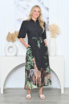 Fashion Curated - Safari Shirt Dress | Black - Dress - Silvermaple Boutique 