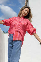 Fashion Curated - Sorrento Stripe Blouse | Pink/Red - Blouse - Silvermaple Boutique 