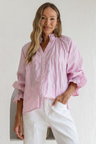 Fashion Curated - Sorrento Stripe Blouse | Pink/White - Blouse - Silvermaple Boutique 
