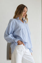 Fashion Curated - Sorrento Stripe Blouse | Powder Blue/White - Blouse - Silvermaple Boutique 