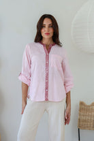 Fashion Curated - Stella Sequin Trim Shirt | Blush - Top - Silvermaple Boutique 