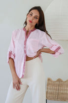 Fashion Curated - Stella Sequin Trim Shirt | Blush - Top - Silvermaple Boutique 