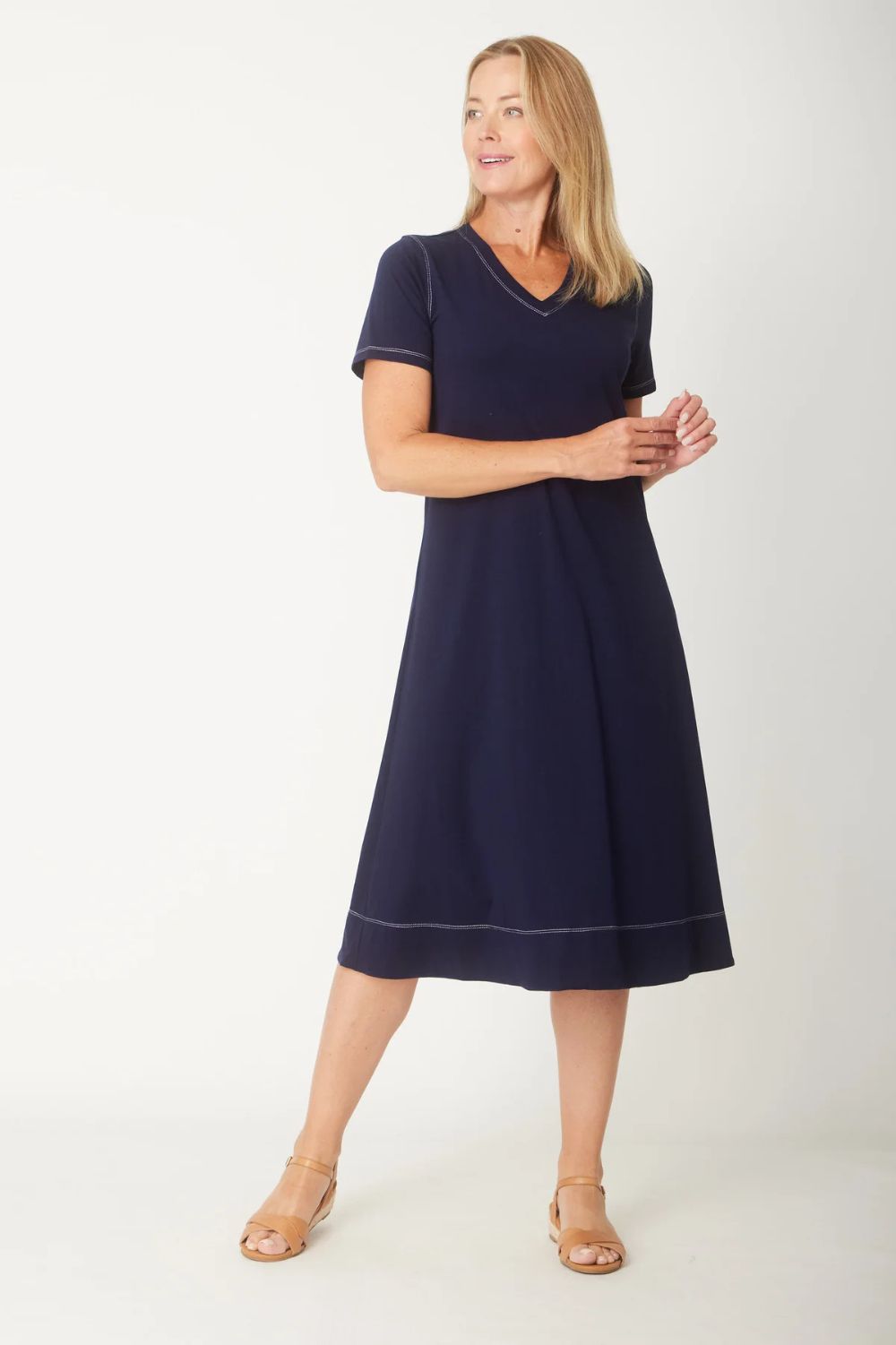 Fashion Curated - The Tee Dress | Navy/White - Dress - Silvermaple Boutique 