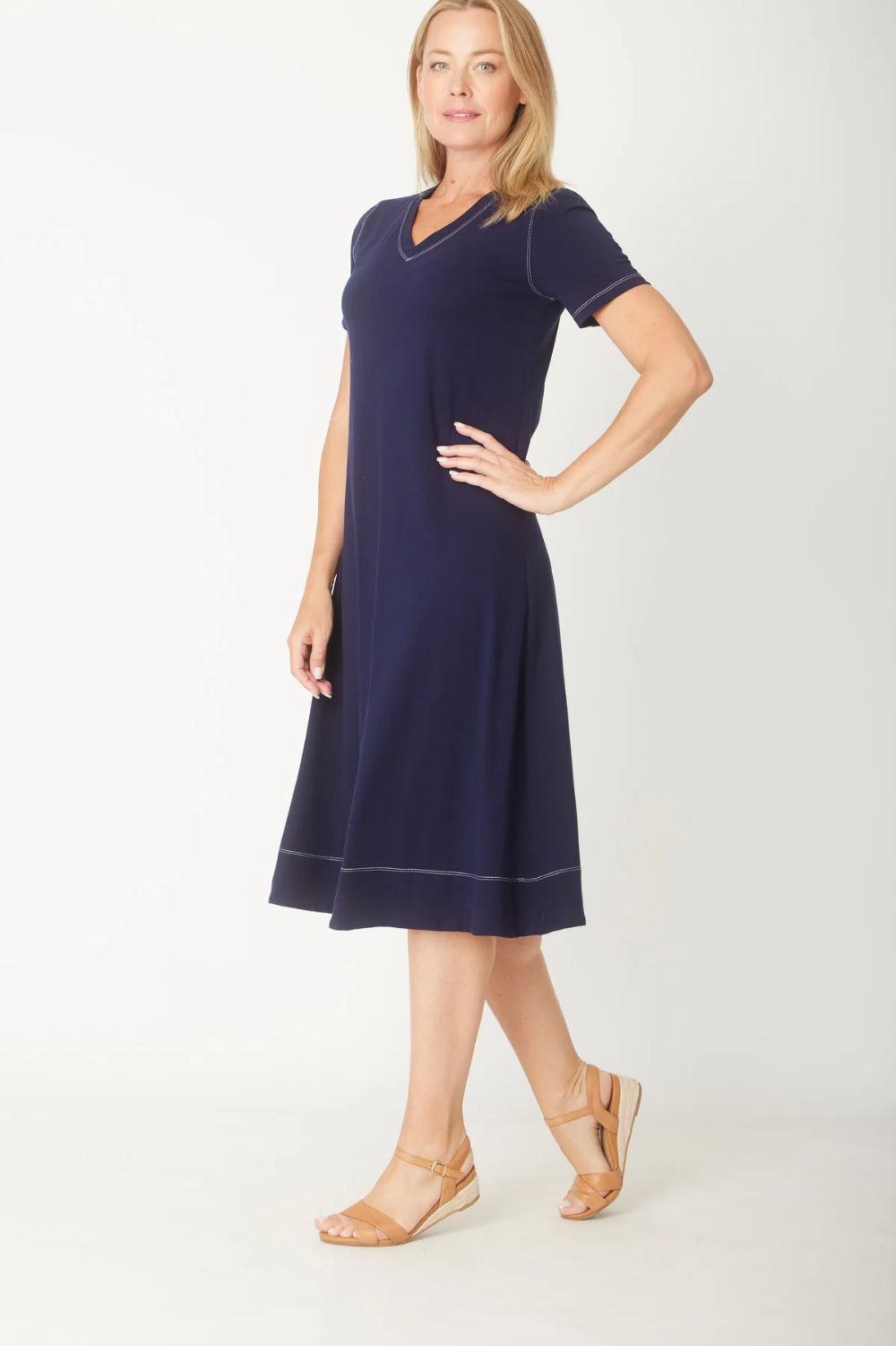 Fashion Curated - The Tee Dress | Navy/White - Dress - Silvermaple Boutique 