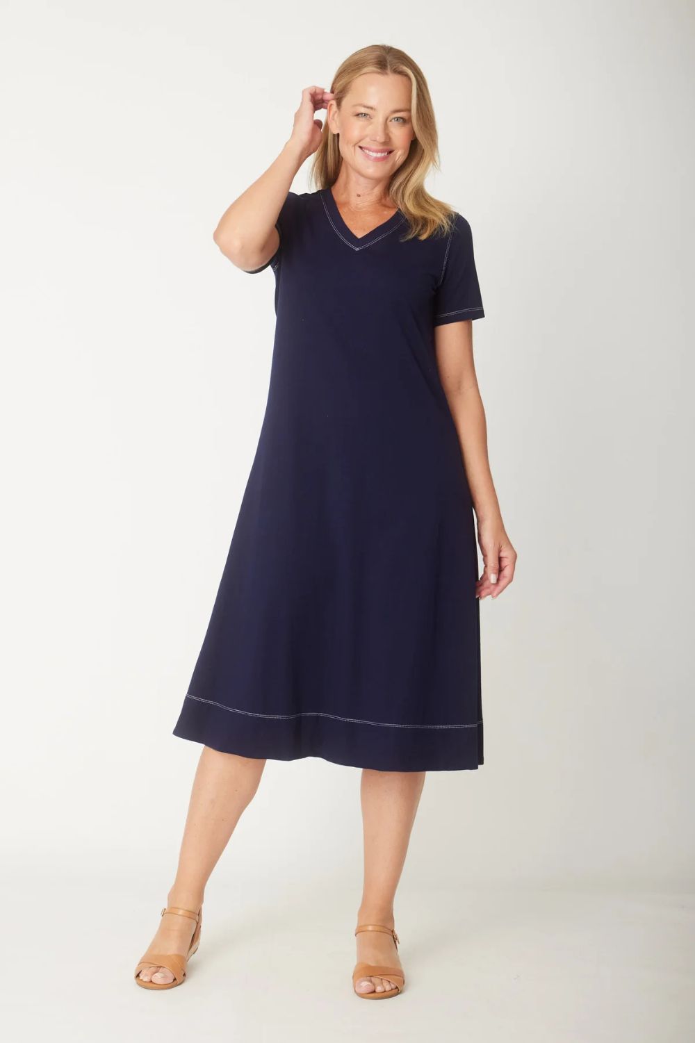 Fashion Curated - The Tee Dress | Navy/White - Dress - Silvermaple Boutique 