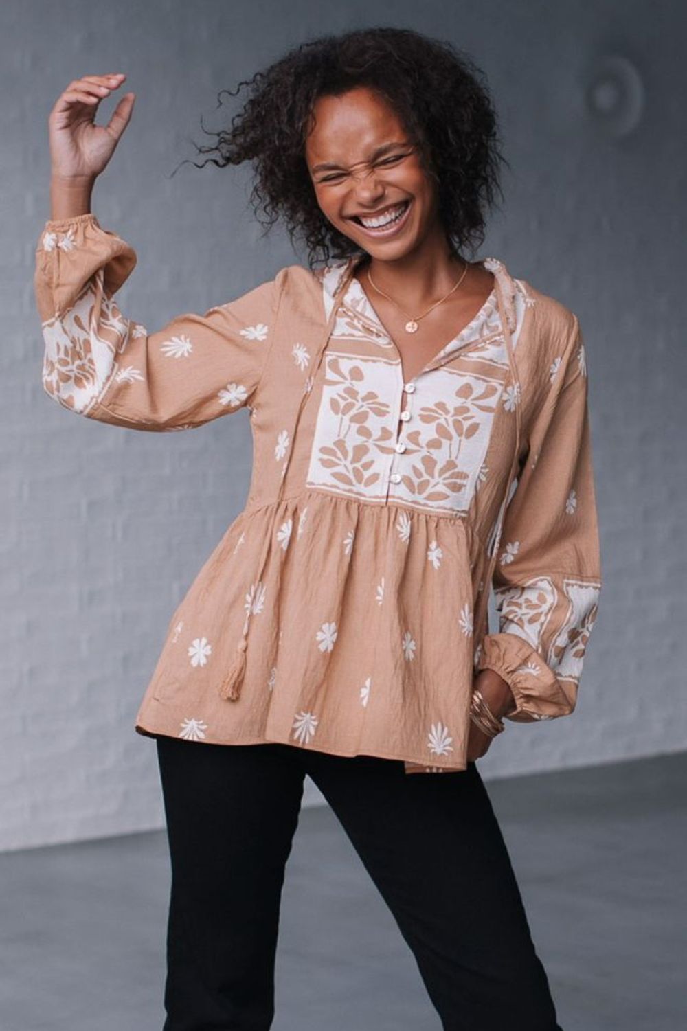 Fashion Curated - Venetian Button Top | Camel - Top - Silvermaple Boutique 