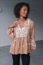 Fashion Curated - Venetian Button Top | Camel - Top - Silvermaple Boutique 
