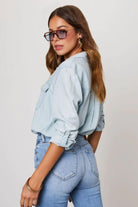 Fashion Express - Chambray Button Shirt | Light Wash Blue - Shirt - Silvermaple Boutique 