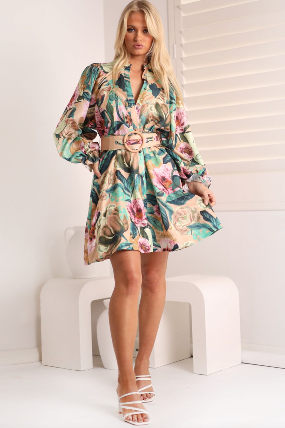 Fashion Express - Donatella Mini Dress | Mocha Garden - Dress - Silvermaple Boutique 