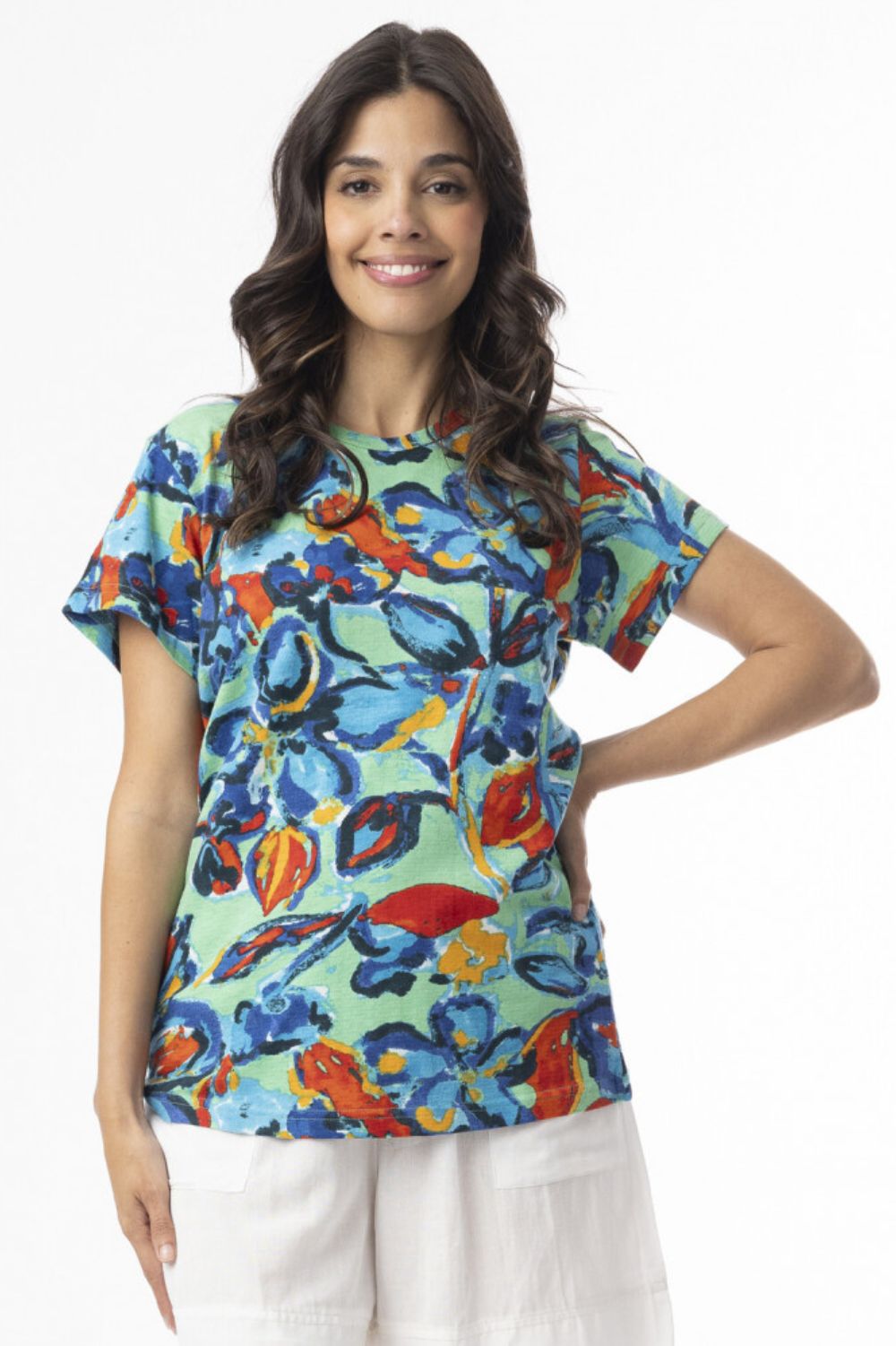 Fashion Express - Easy Days Tee | Aqua Floral - T-Shirt - Silvermaple Boutique 