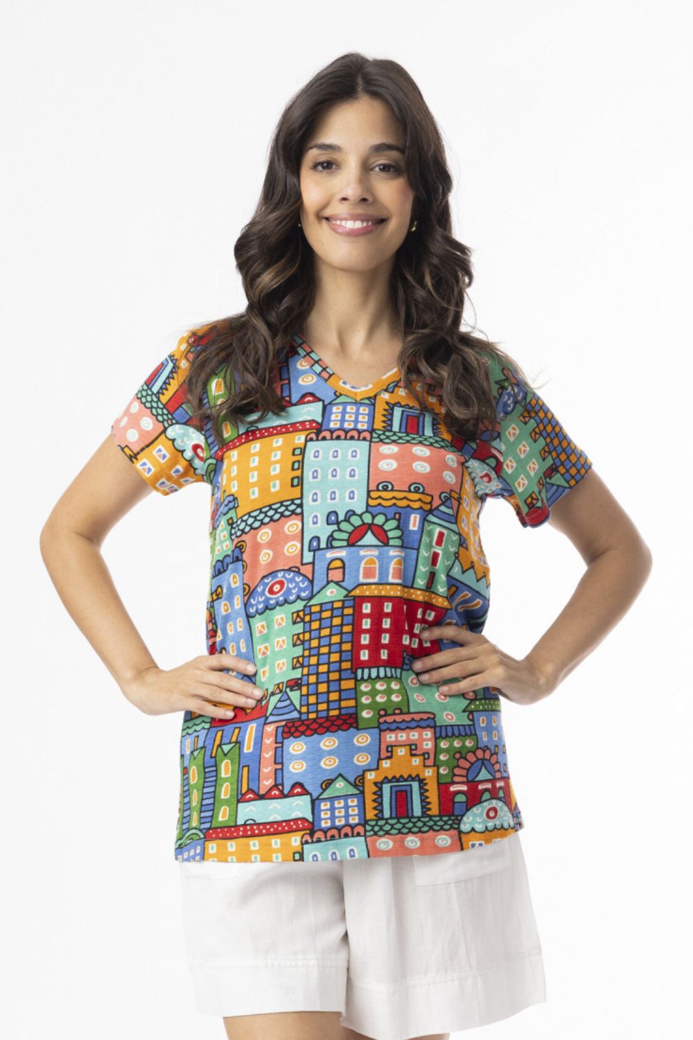 Fashion Express - Easy Days V Neck Tee | City - T-Shirt - Silvermaple Boutique 