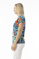 Fashion Express - Easy Days V Neck Tee | Aqua Floral - T-Shirt - Silvermaple Boutique 