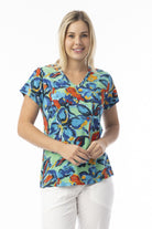 Fashion Express - Easy Days V Neck Tee | Aqua Floral - T-Shirt - Silvermaple Boutique 