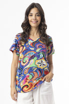 Fashion Express - Easy Days V Neck Tee | Retro Paisley - T-Shirt - Silvermaple Boutique 