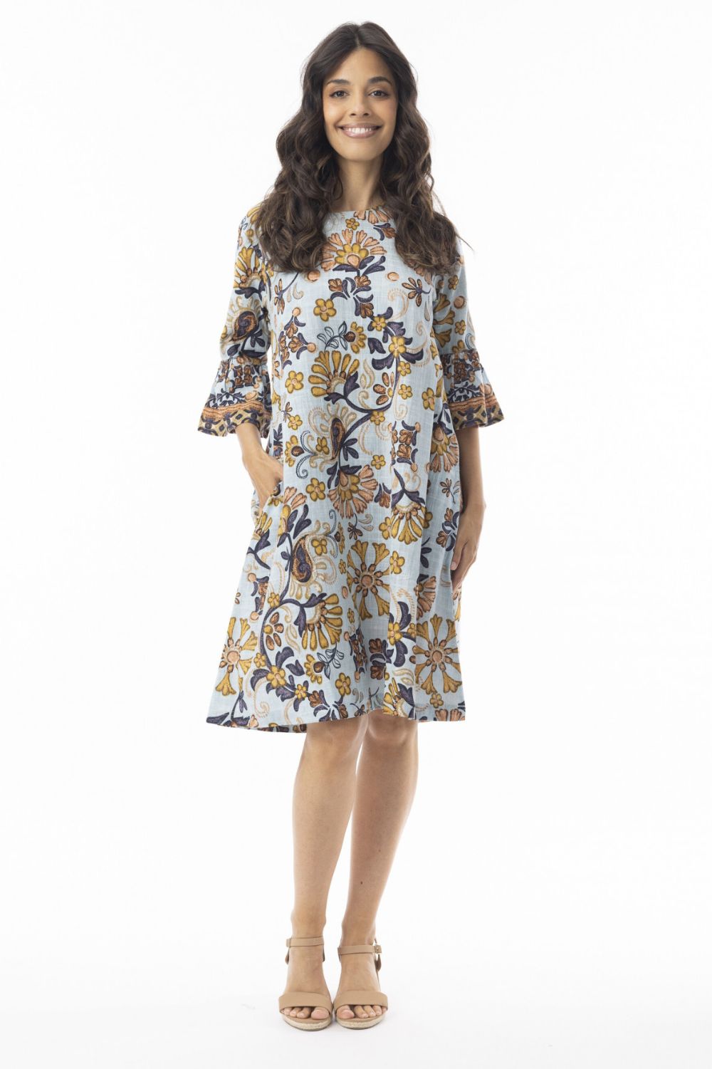 Fashion Express - Macieo Relaxed Dress | Azure Garden - Dress - Silvermaple Boutique 