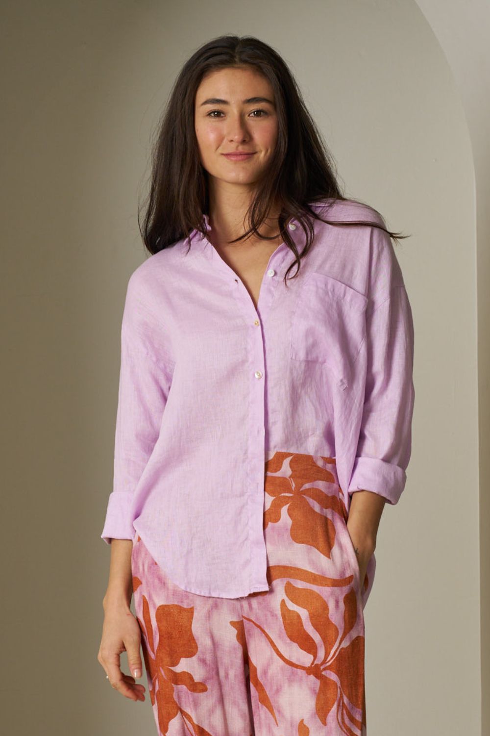 Fashion Express - Millie Linen Shirt | Lavender Rose - Shirt - Silvermaple Boutique 
