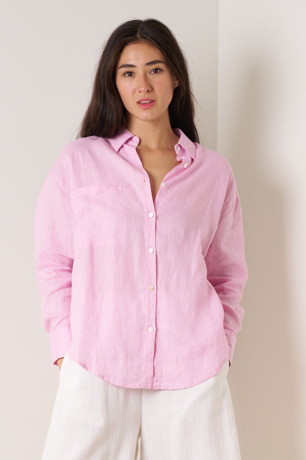 Fashion Express - Millie Linen Shirt | Lavender Rose - Shirt - Silvermaple Boutique 
