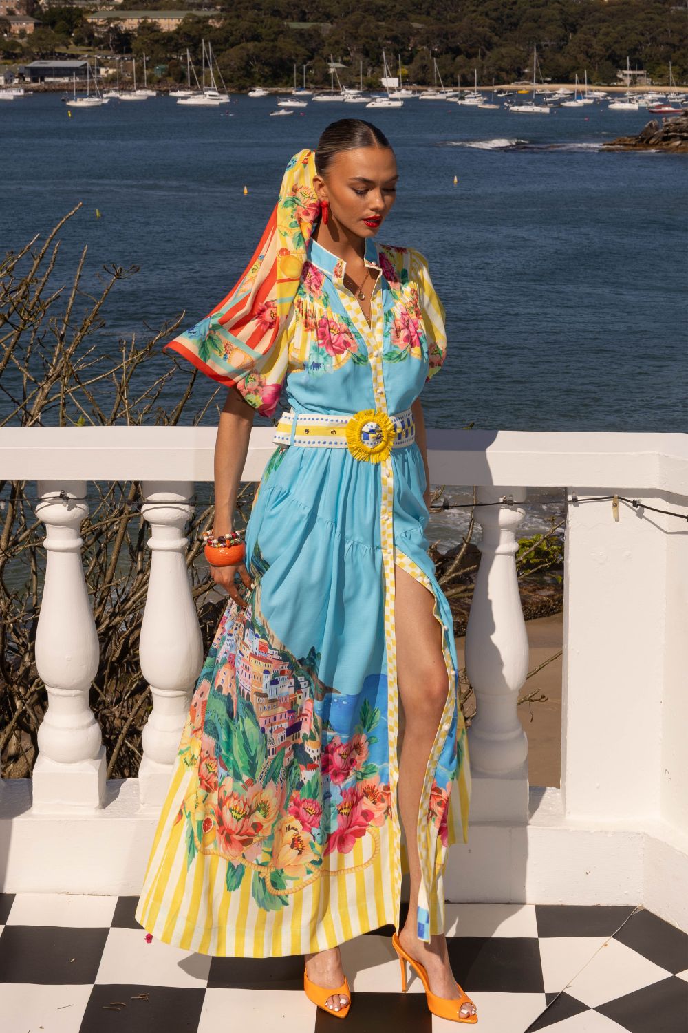 Fashion Express - Positano Maxi Dress | Aqua Lemon - Dress - Silvermaple Boutique 
