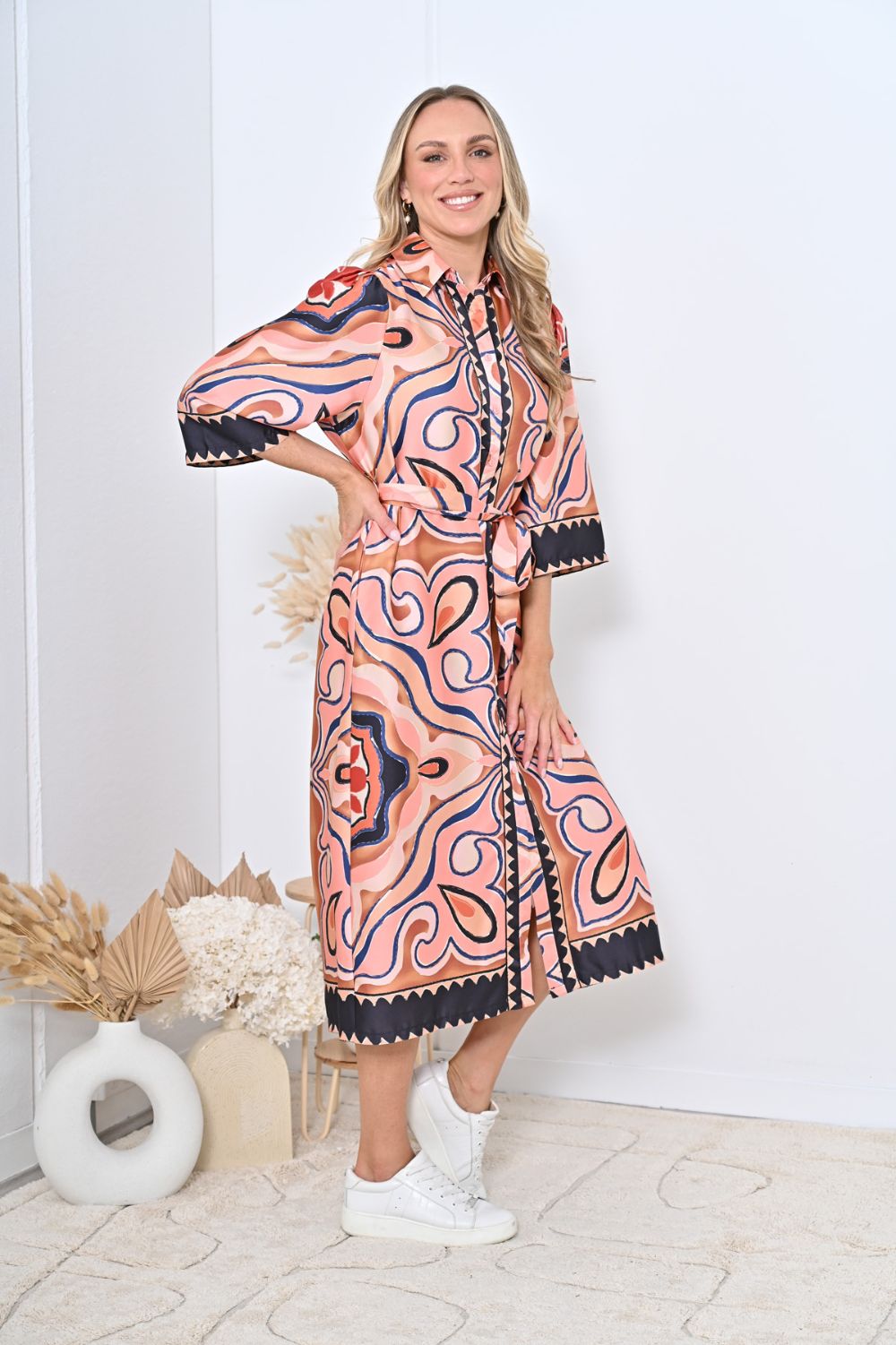 Fashion Express - Zanzibar Shirt Dress | Rustic Swirl - Dress - Silvermaple Boutique 