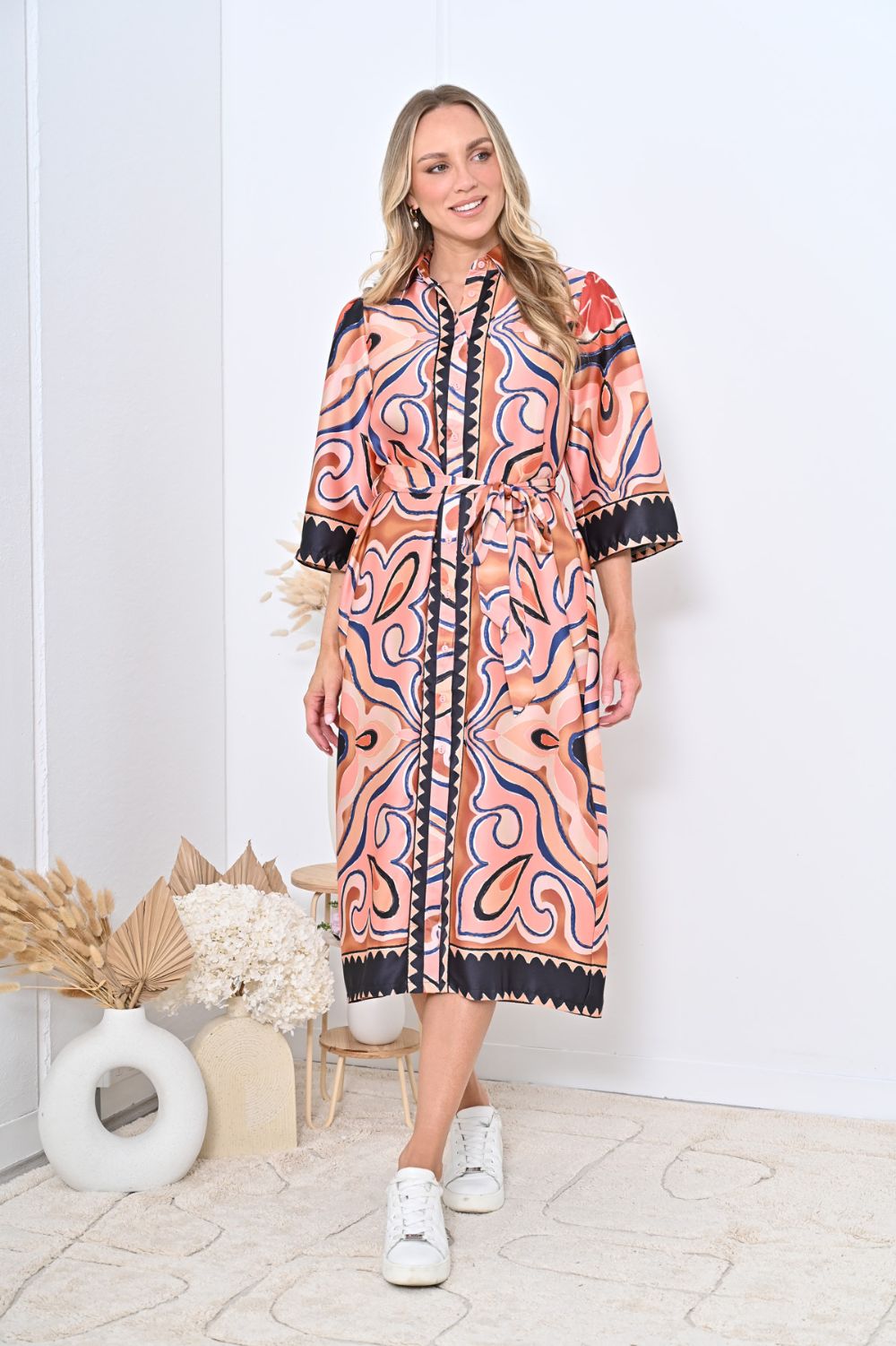 Fashion Express - Zanzibar Shirt Dress | Rustic Swirl - Dress - Silvermaple Boutique 