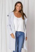 Fashion Express - Hudson Stripe Cardi | Grey/White Stripe - Cardigan - Silvermaple Boutique 