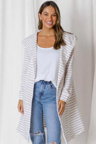 Fashion Express - Hudson Stripe Cardi | Beige Stripe - Cardigan - Silvermaple Boutique 