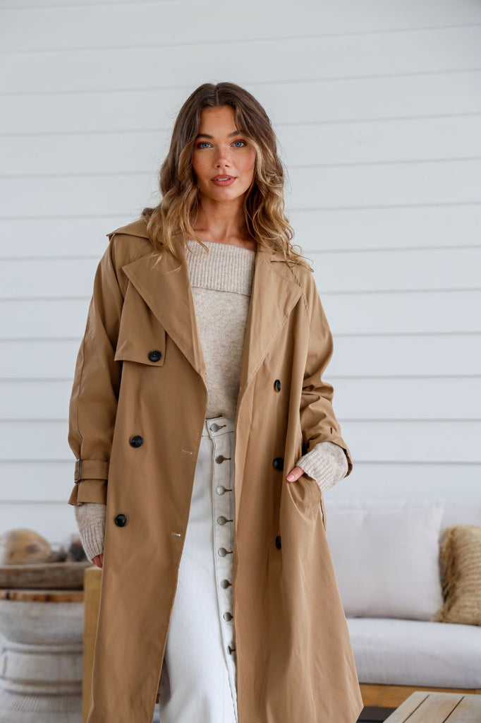 Fashion Express Judy Trench Coat | Camel_Silvermaple Boutique