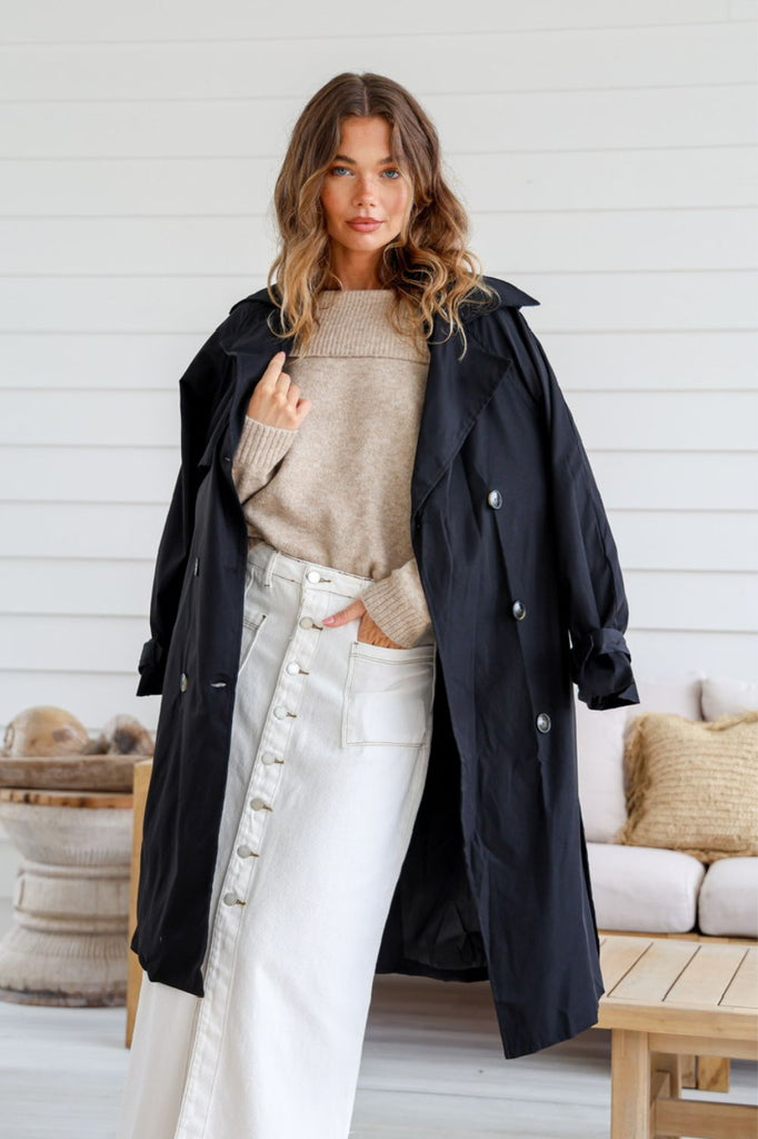 Fashion Express Judy Trench Coat | Black_Silvermaple Boutique