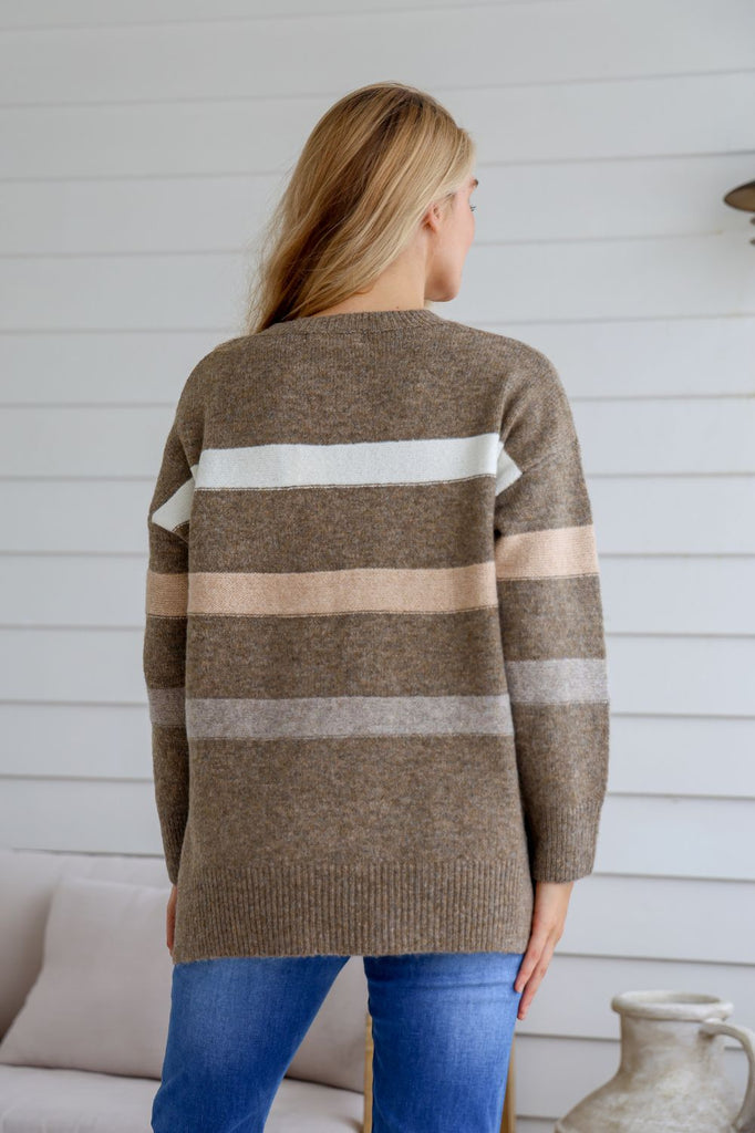 Fashion Express Aspen Stripe Knit | Mocha/Camel_Silvermaple Boutique
