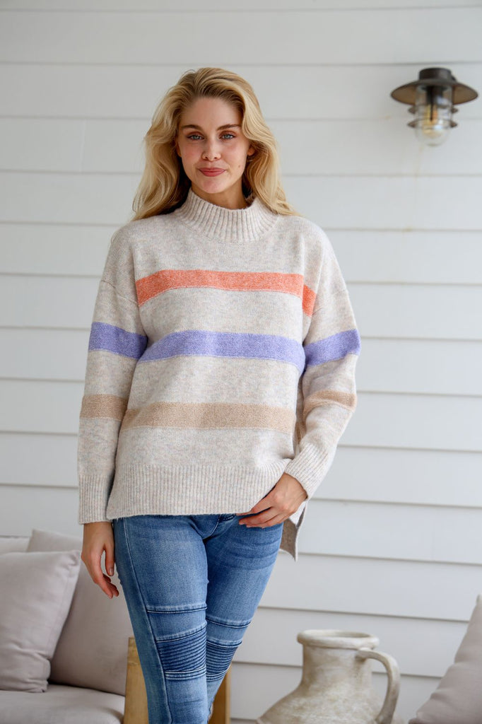 Fashion Express Tuscan Stripe Knit | Ivory_Silvermaple Boutique
