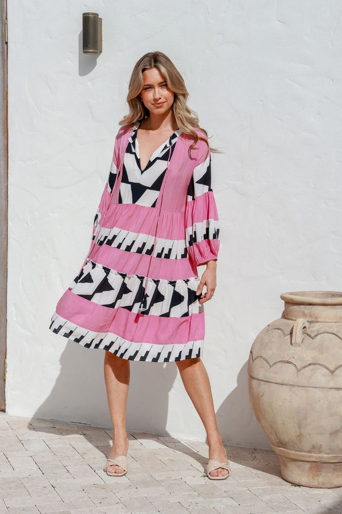 Fashion Express Morocco Block Dress | Pink - Silvermaple Boutique