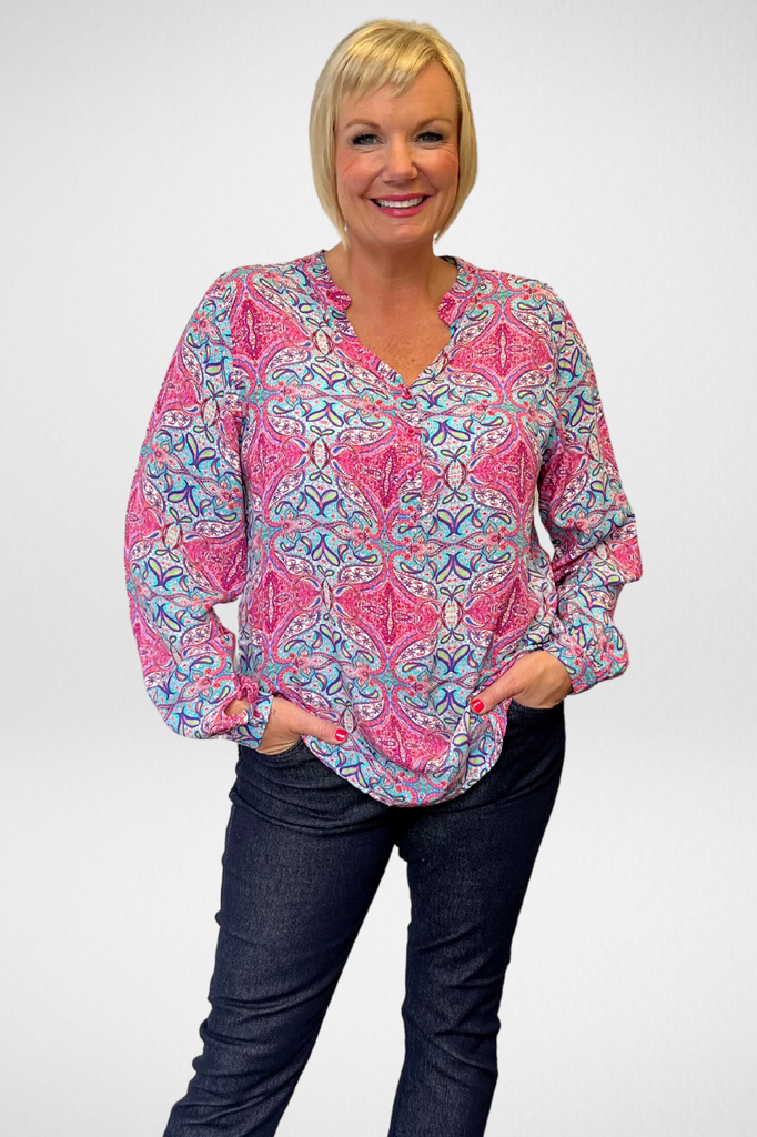 Silvermaple Boutique Allegra Shirt | Paisley Pink  Multi _Silvermaple Boutique 
