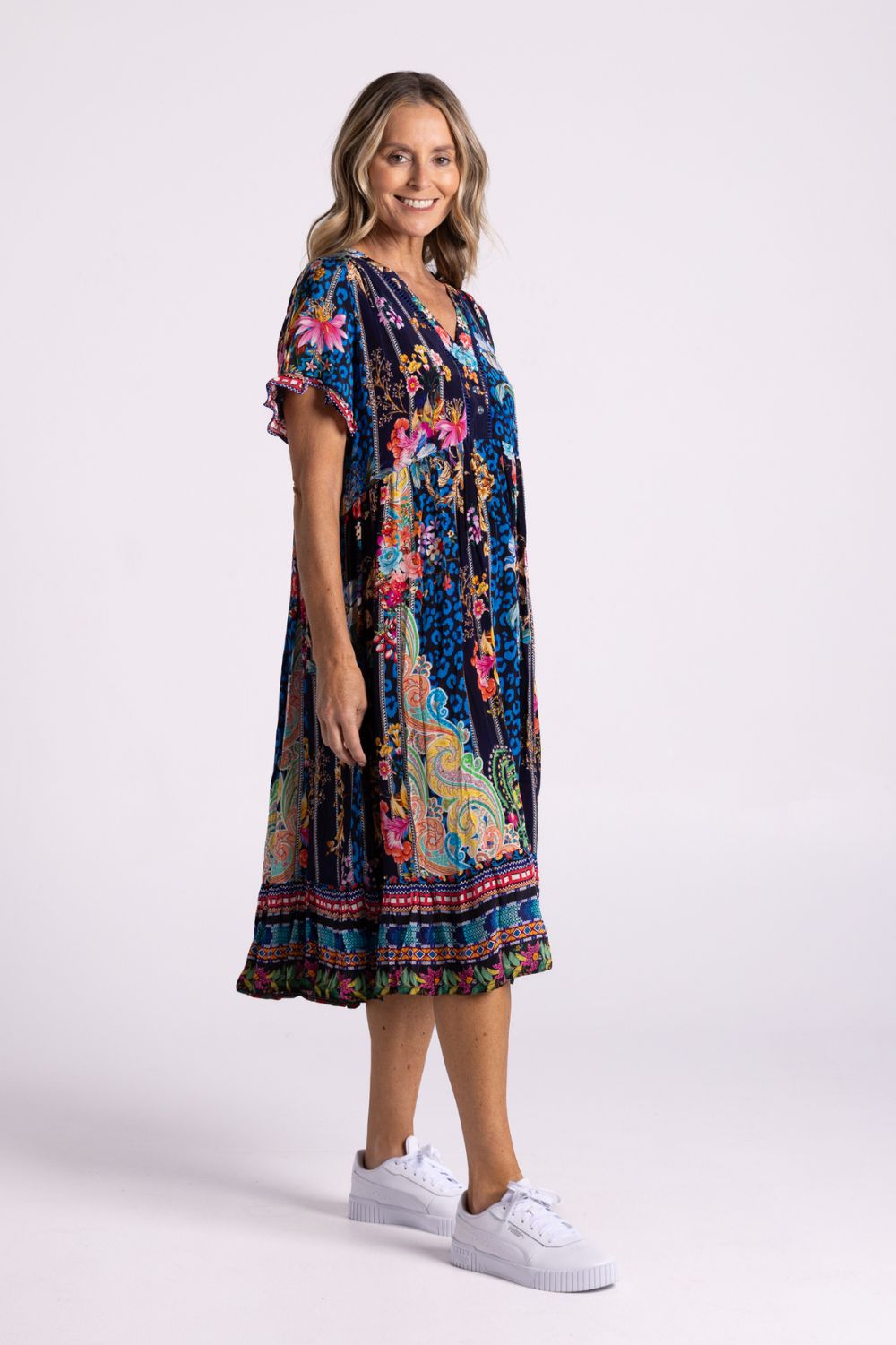 Silvermaple Collection - Fiona V-Neck Dress | Royal Rainforest - Dress - Silvermaple Boutique 