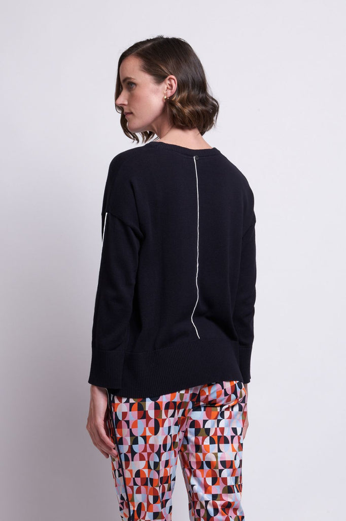 FOIL Pied Piper Sweater | Navy/White_Silvermaple Boutique