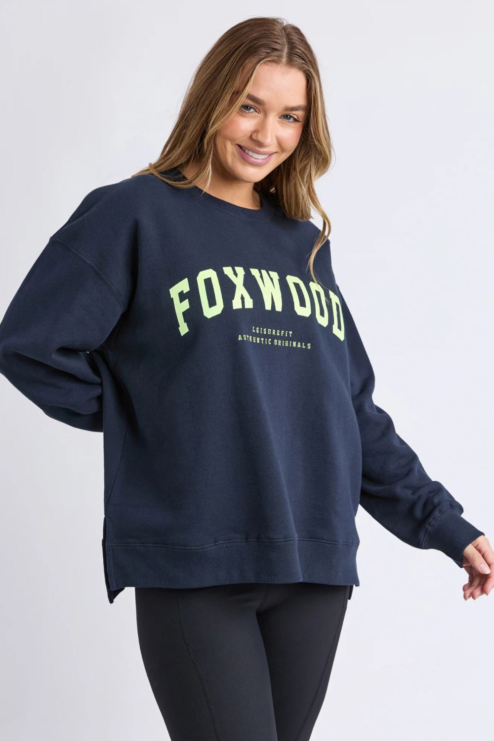 Foxwood - Foxwood Interval Crew | Navy/Neon Yellow - Jumper - Silvermaple Boutique 