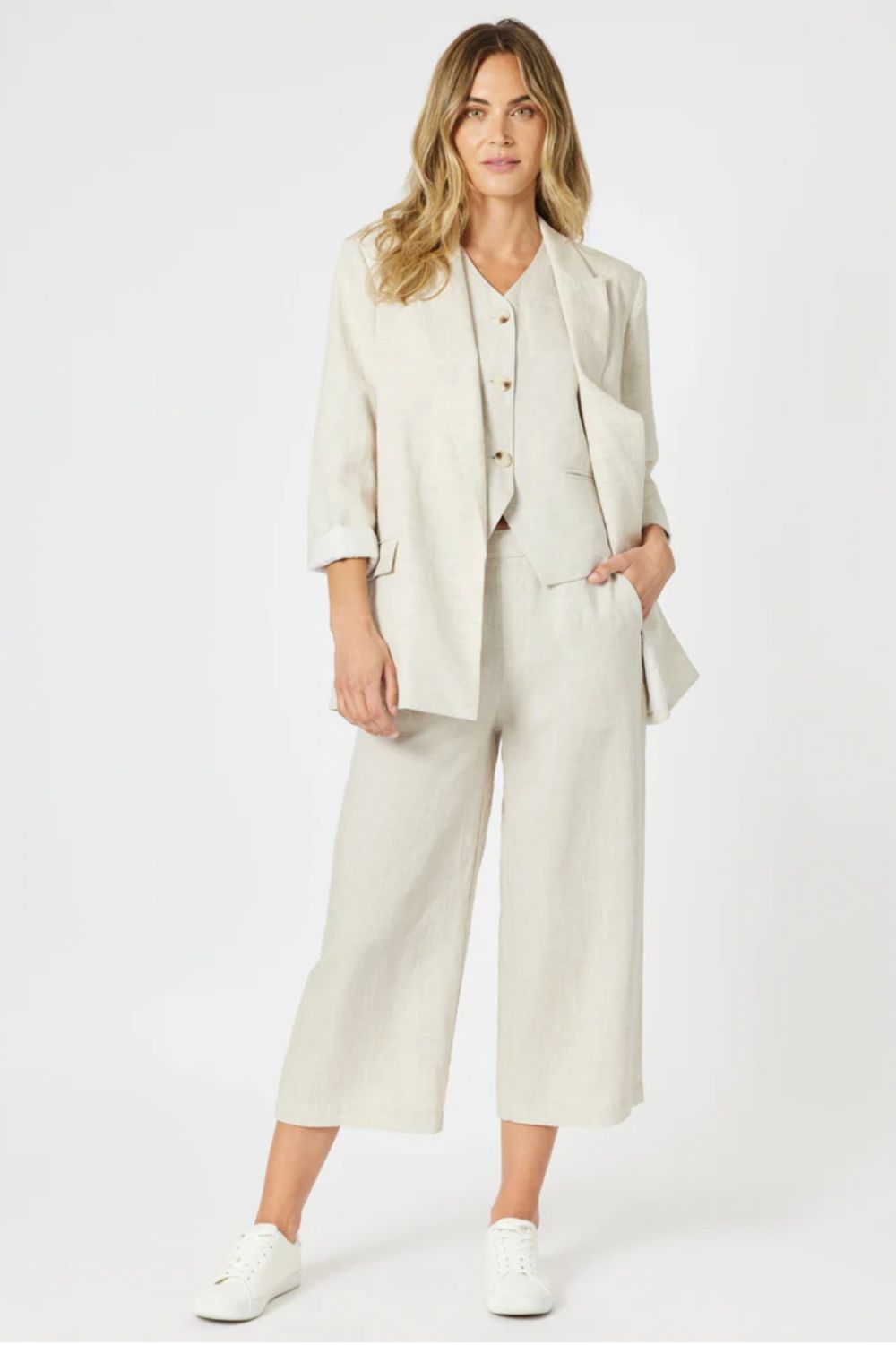 Gordon Smith - Lino Short Vest | Natural - Vest - Silvermaple Boutique 