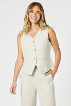 Gordon Smith - Lino Short Vest | Natural - Vest - Silvermaple Boutique 