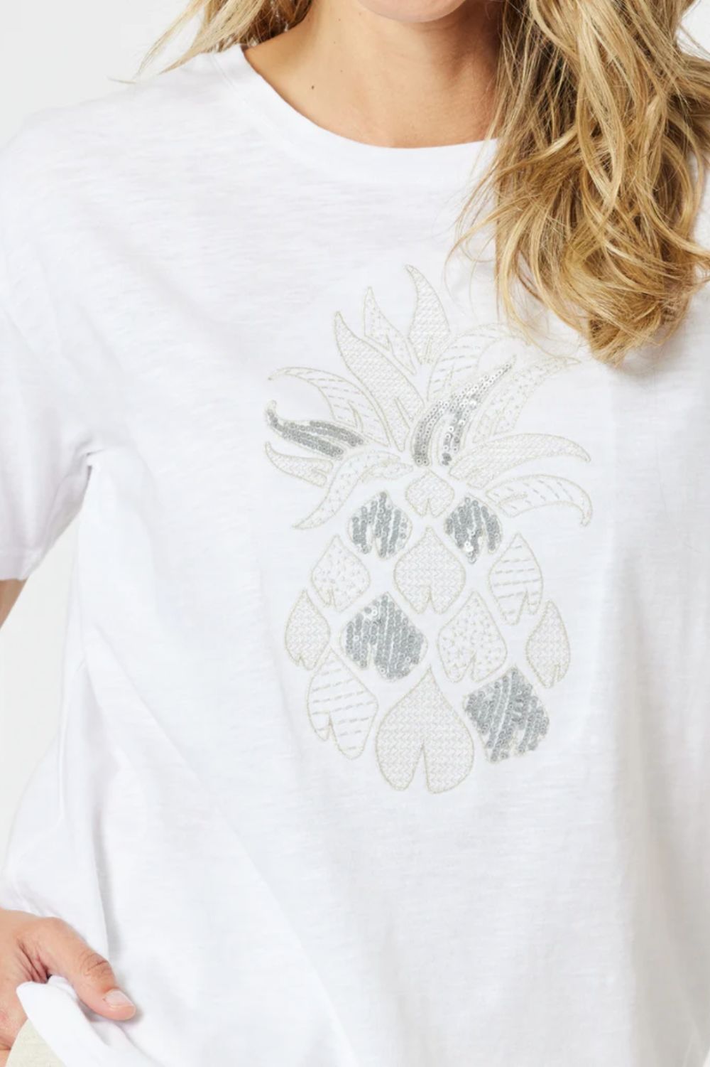 Gordon Smith - Silver Pineapple Tee | White/Silver - T-Shirt - Silvermaple Boutique 