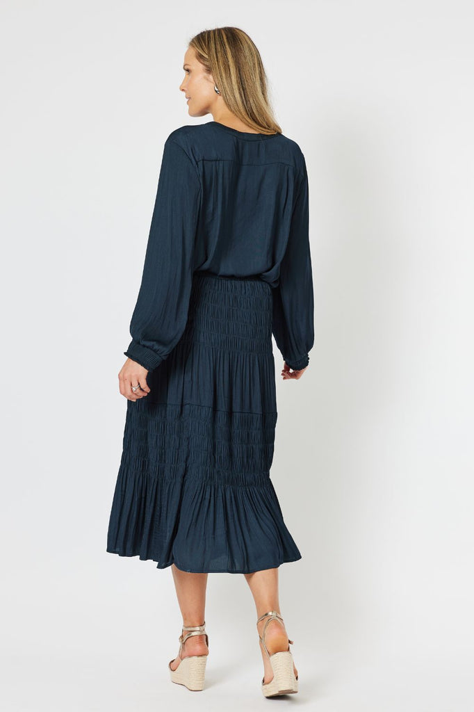 Hammock & Vine Luxe Shirred Skirt | Navy_Silvermaple Boutique