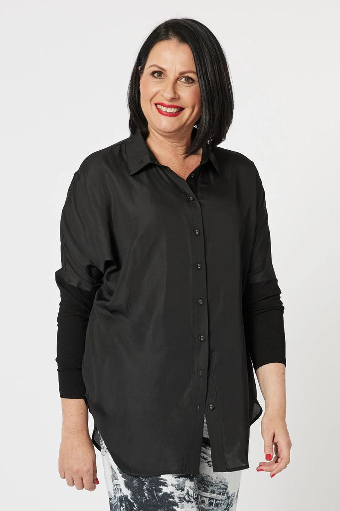 Hammock & Vine Luxe Button Through Shirt | Black_Silvermaple Boutique
