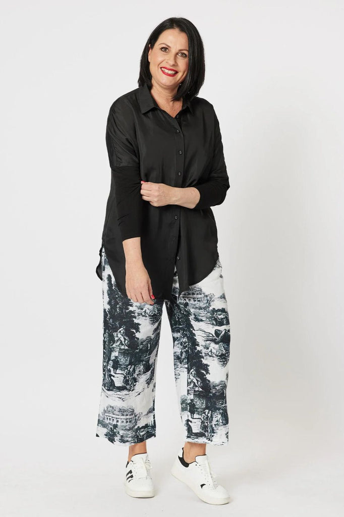 Hammock & Vine Luxe Button Through Shirt | Black_Silvermaple Boutique