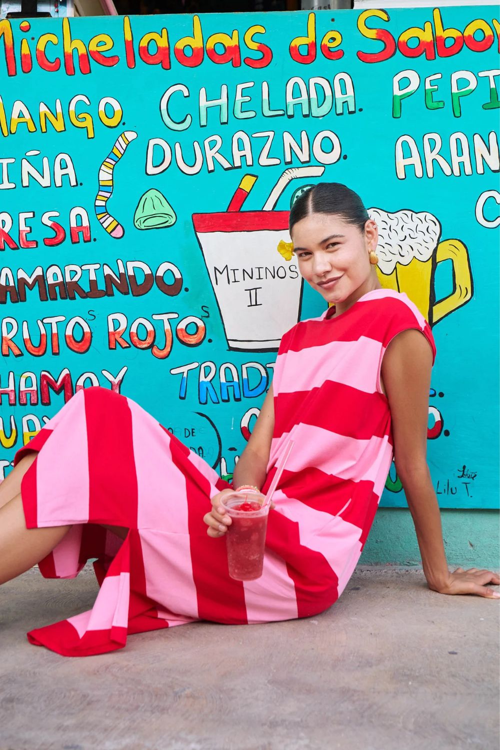 Haven - Haven Jardin Stripe T-Shirt Dress | Garnet - Dress - Silvermaple Boutique 