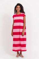 Haven - Haven Jardin Stripe T-Shirt Dress | Garnet - Dress - Silvermaple Boutique 