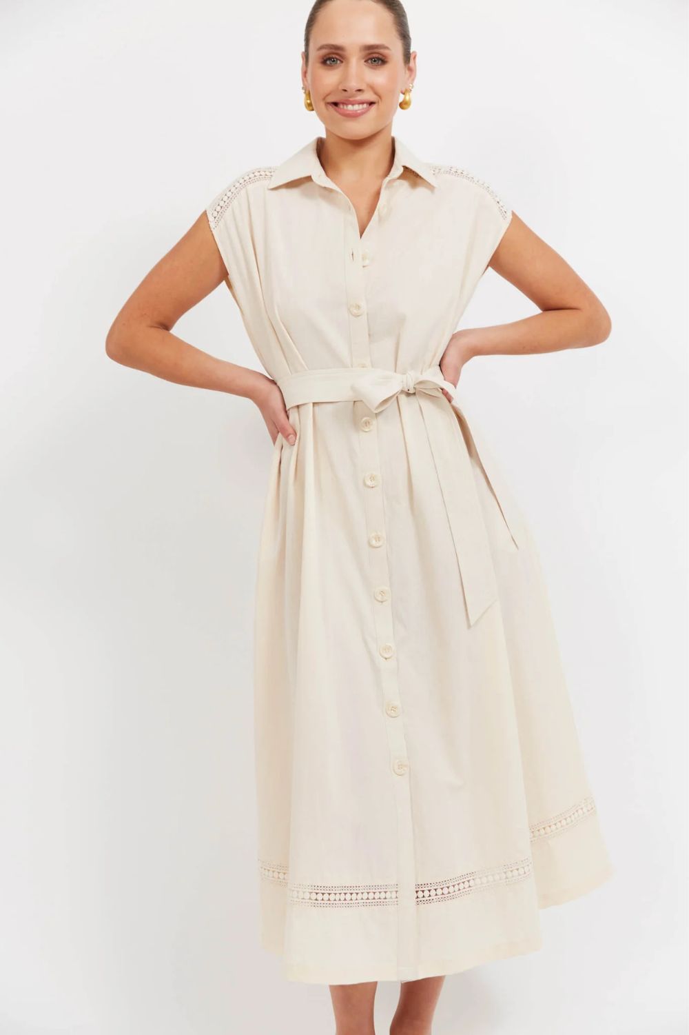 Haven - Haven Santos Sleeveless Shirt Dress | Bisque - Dress - Silvermaple Boutique 