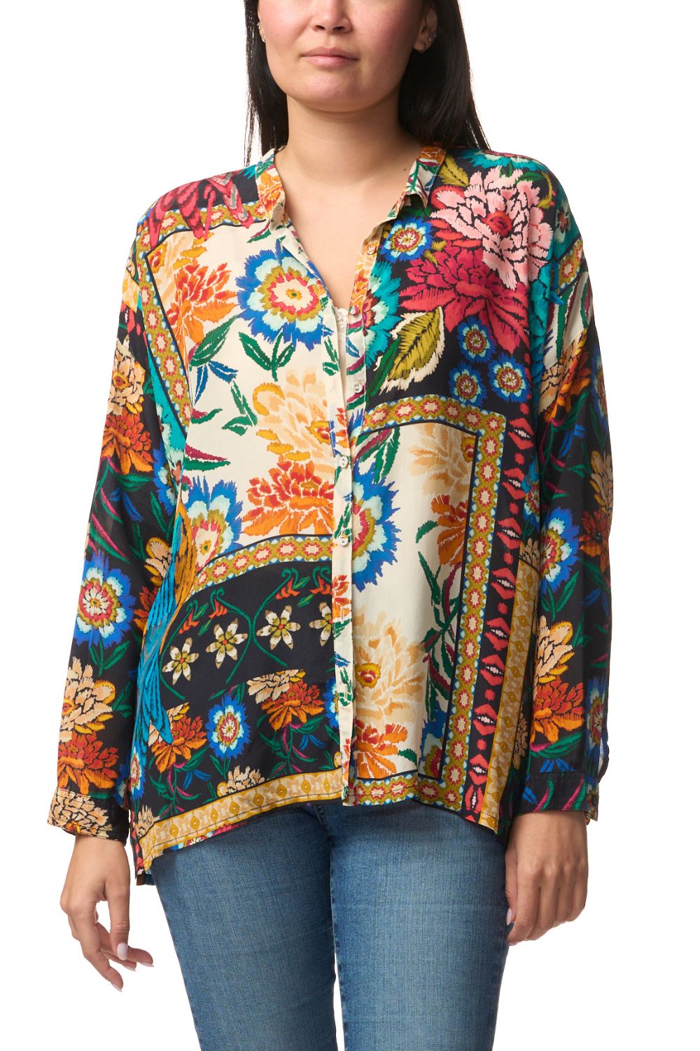 Johnny Was - The Audrey Oversized Shirt | Eirene - Shirt - Silvermaple Boutique 