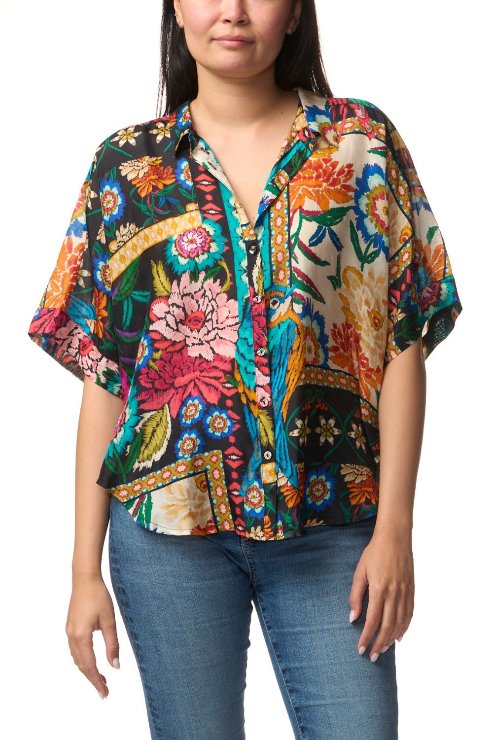 Johnny Was - The Audrey Short Sleeve Shirt | Eirene - Shirt - Silvermaple Boutique 