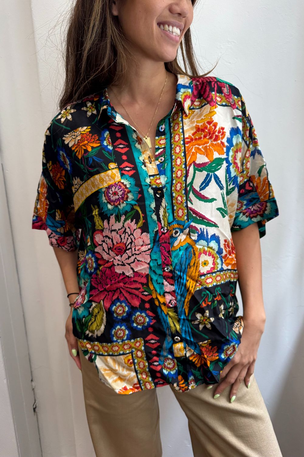 Johnny Was - The Audrey Short Sleeve Shirt | Eirene - Shirt - Silvermaple Boutique 