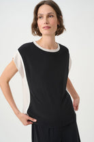 Joseph Ribkoff - Joseph Ribkoff Colorblock Cap Sleeve Top | Black/Moonstone - Top - Silvermaple Boutique 