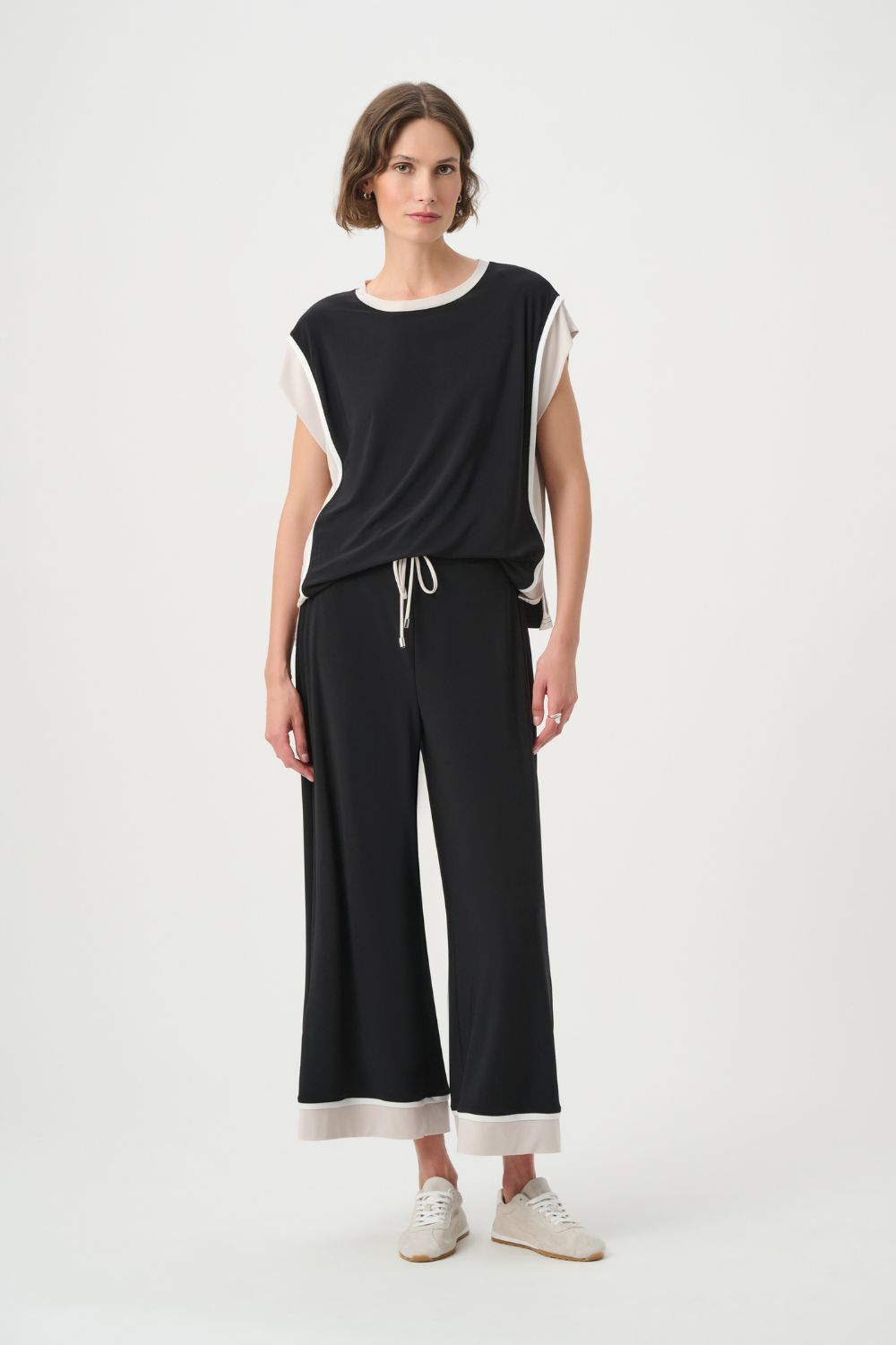 Joseph Ribkoff - Joseph Ribkoff Colorblock Cap Sleeve Top | Black/Moonstone - Top - Silvermaple Boutique 