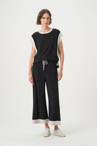 Joseph Ribkoff - Joseph Ribkoff Colorblock Cap Sleeve Top | Black/Moonstone - Top - Silvermaple Boutique 